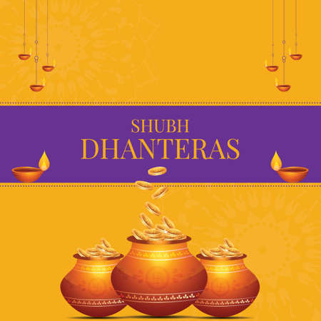 Flat banner design of Indian festival shubh Dhanteras.のイラスト素材