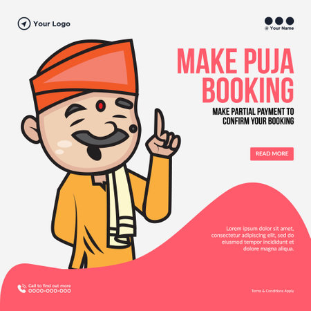 Banner design of make puja booking template.のイラスト素材