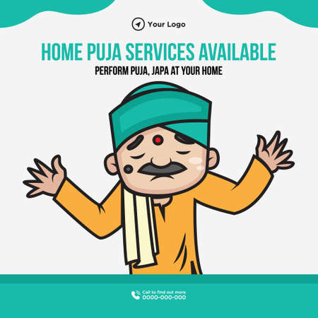 Banner design of home puja services template.のイラスト素材