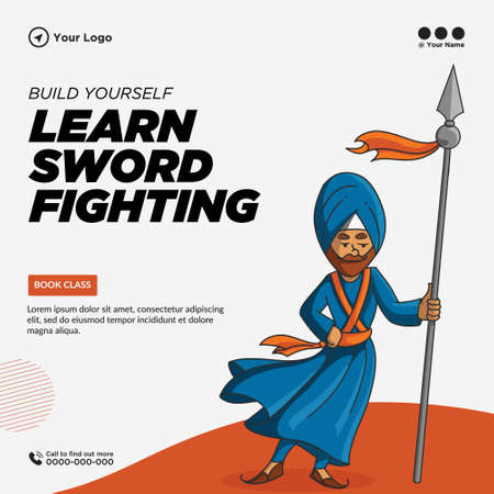 Banner design of learn sword fighting template.のイラスト素材