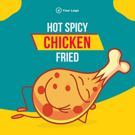 Banner design of hot spicy chicken fried template.のイラスト素材