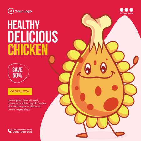 Banner design of healthy delicious chicken template.のイラスト素材