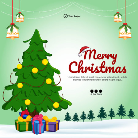 Creative banner design of Merry Christmas template.のイラスト素材
