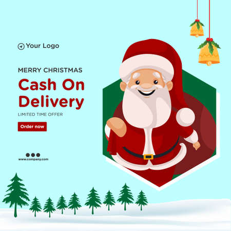 Banner design of merry Christmas cash on delivery template.のイラスト素材