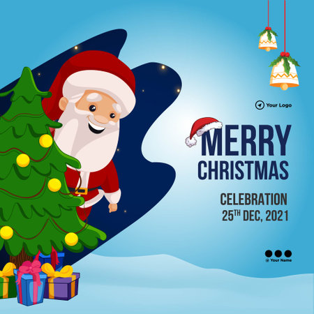 Flat banner design of Merry Christmas celebration template.のイラスト素材