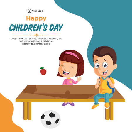 Creative banner design of happy children's day template.のイラスト素材