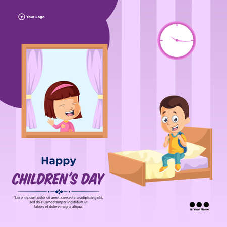 Creative banner design of happy children's day template.のイラスト素材
