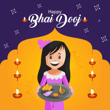 Creative banner design of Indian festival happy bhai dooj template.のイラスト素材