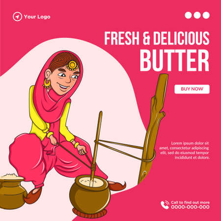 Banner design of fresh and delicious butter template.のイラスト素材
