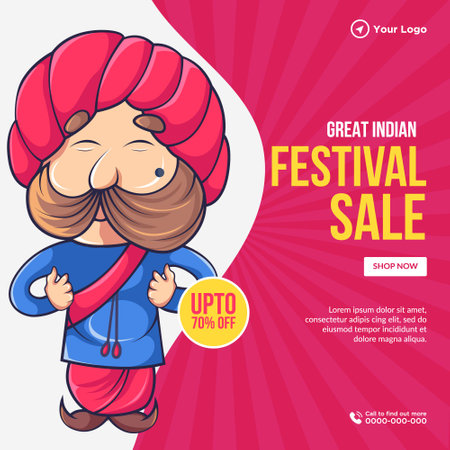 Banner design of great Indian festival sale template.のイラスト素材