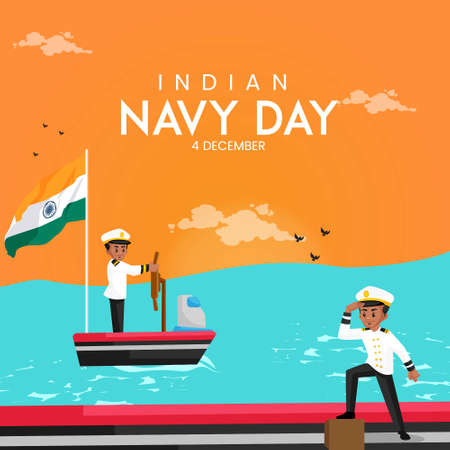 Banner design of Indian navy day template.のイラスト素材