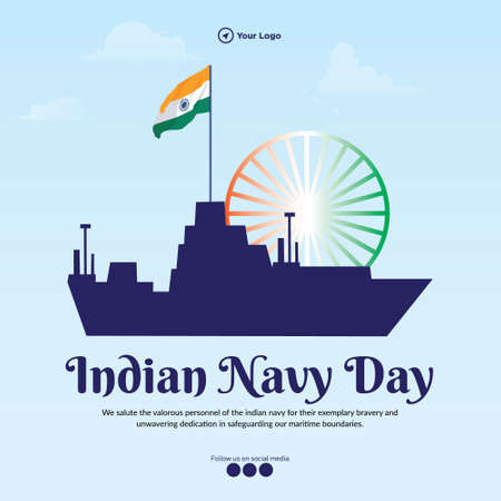 Banner design of Indian Navy Day template.のイラスト素材