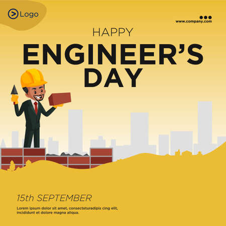 Banner design of happy engineer's day cartoon style template.のイラスト素材