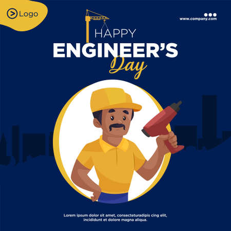Banner design of happy engineer's day cartoon style template.のイラスト素材