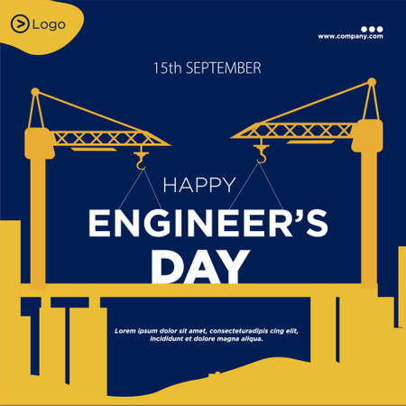 Banner design of happy engineer's day cartoon style template.のイラスト素材