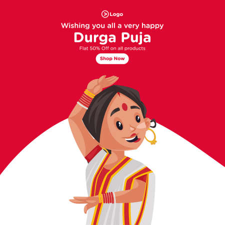 Banner design of wishing you all a very happy durga puja. Vector graphic illustration.のイラスト素材