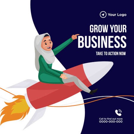 Banner design of grow your business take to action now. Vector graphic illustration.のイラスト素材