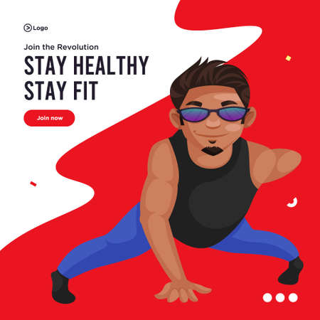 Banner design of stay healthy and stay fit. Vector graphic illustration.のイラスト素材