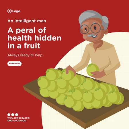 Banner design of an intelligent man always ready to help cartoon style template. Vector graphic illustration.のイラスト素材