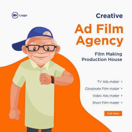 Banner design of creative ad film agency film making production house template. Vector graphic illustration.のイラスト素材