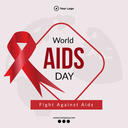 Flat banner design of world aids day template.のイラスト素材