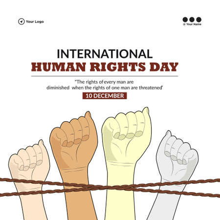 Flat banner design of international human rights day template.のイラスト素材