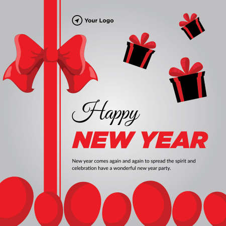 Happy new year banner design template.のイラスト素材