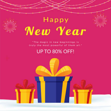 Happy new year sale banner design template.のイラスト素材