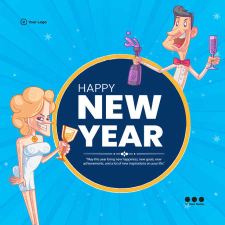 Happy new year banner design template.のイラスト素材