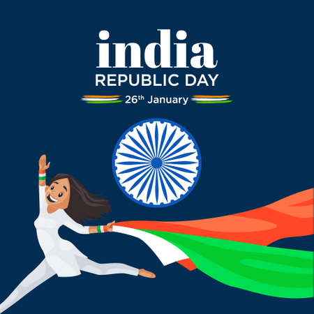 Banner design of happy republic day cartoon style template.のイラスト素材