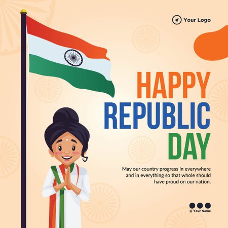 Banner design of happy republic day template.のイラスト素材