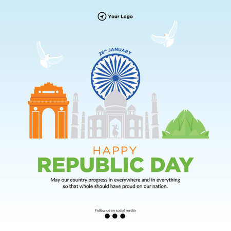 Banner design of happy republic day template.のイラスト素材