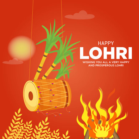 Banner design of happy lohri template.のイラスト素材