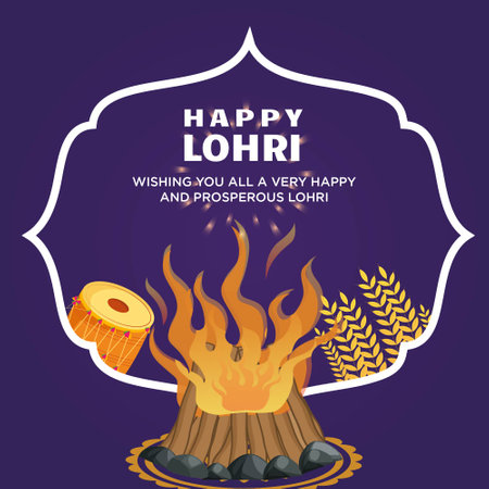 Banner design of wishing you a very happy and prosperous lohri template.のイラスト素材