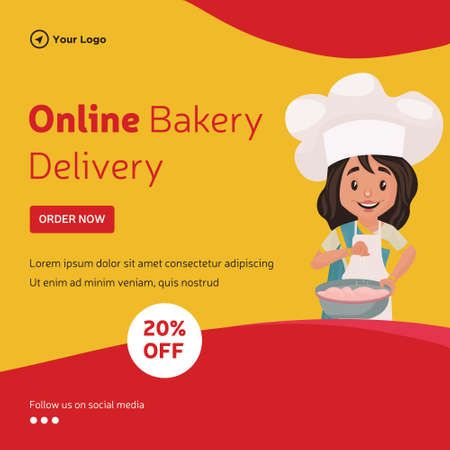 Banner design of online bakery delivery template.のイラスト素材