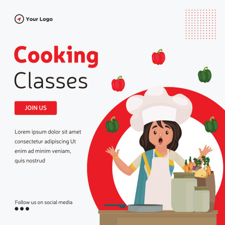 Banner design of cooking classes template.のイラスト素材