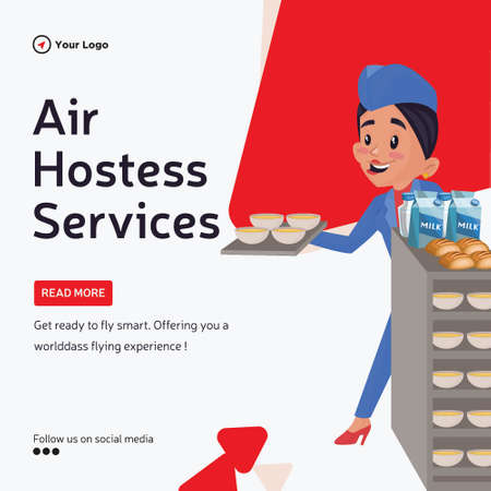 Banner design of air hostess services cartoon style template.のイラスト素材