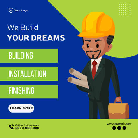 Banner design of we build your dreams cartoon style template.のイラスト素材