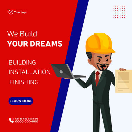 Banner design of we build your dreams cartoon style template.のイラスト素材