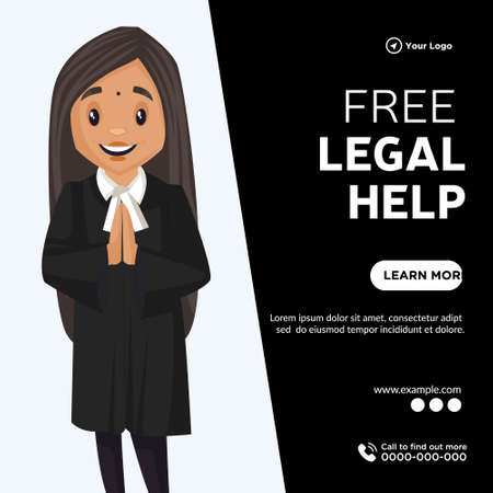 Banner design of free legal help cartoon style template.のイラスト素材
