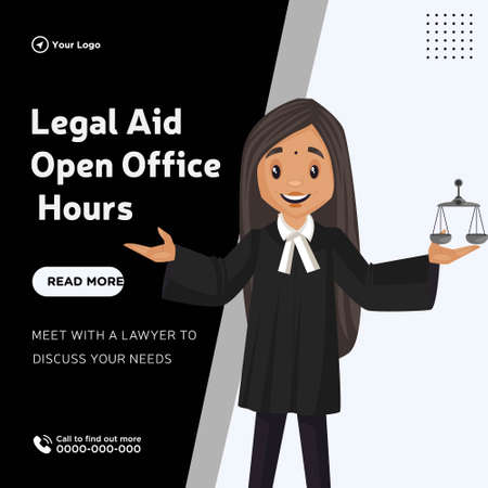 Banner design of legal aid open office hours cartoon style template.のイラスト素材