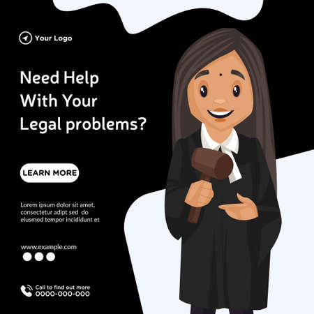 Banner design of need help with your legal problems cartoon style template.のイラスト素材