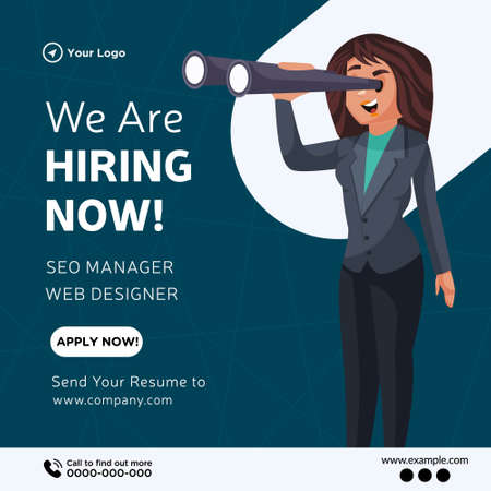 Banner design of we are hiring now cartoon style illustration.のイラスト素材