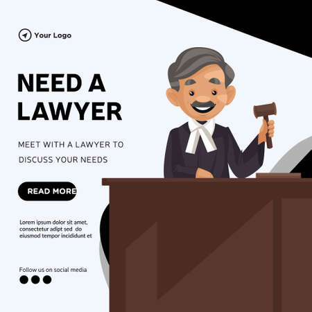 Banner design of need a lawyer cartoon style template.のイラスト素材