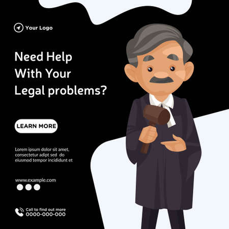 Banner design of need help with your legal problems cartoon style template.のイラスト素材