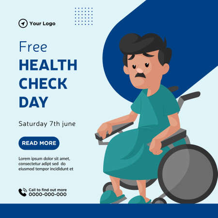 Banner design of free health check day cartoon style template.のイラスト素材