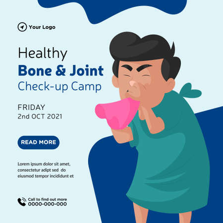 Banner design of healthy bone and joint check up camp cartoon style template.のイラスト素材