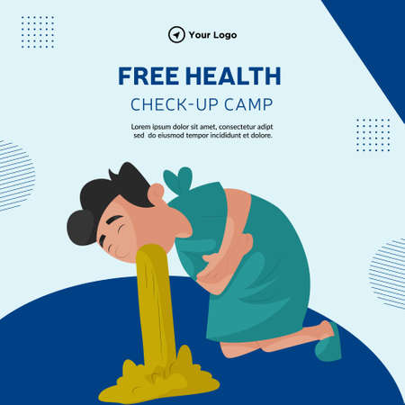 Banner design of free health check up camp cartoon style template.のイラスト素材