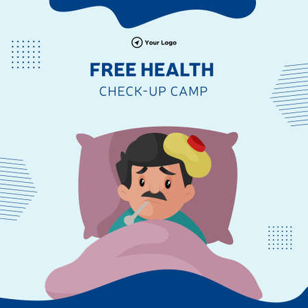 Banner design of free health check up camp cartoon style template.のイラスト素材