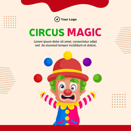 Banner design of circus magic cartoon style illustration.のイラスト素材